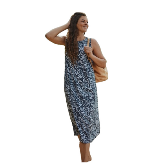 Rip Skirt Hawaii Sundress Long, Size XL, Night Blooms - Picture 1 of 11